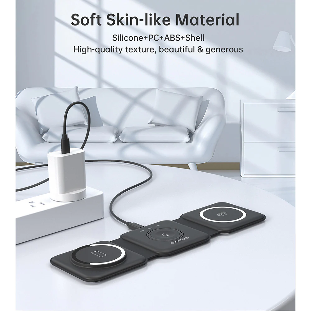 Choetech 3-in-1 Foldable and Portable Magnetic Wireless Charger - Black - Image 9
