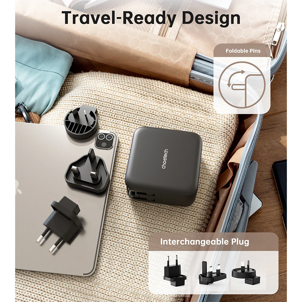 Choetech PD 70W GaN 3 USB-C+1 USB-A Multiple Plugs Charger - Image 8