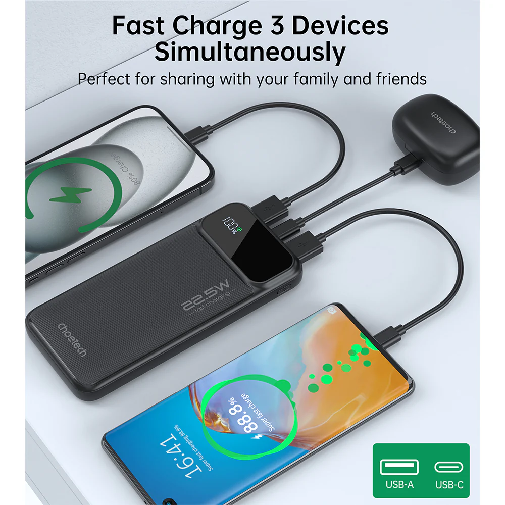 Choetech PD22.5W Digital 10000mAh Power Bank - Image 5
