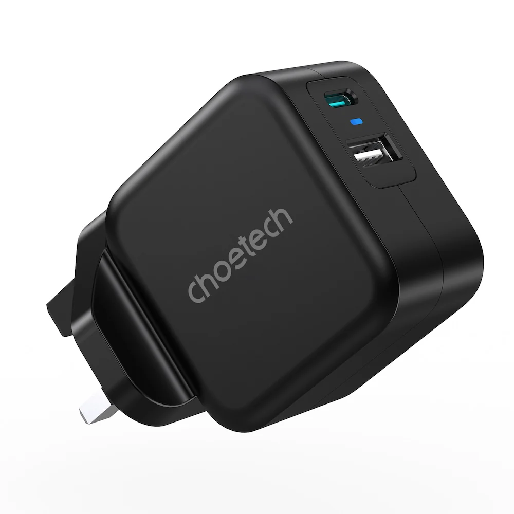 Choetech PD38W GaN USB A+C Wall Charger with C-C Cable - Black - Image 2