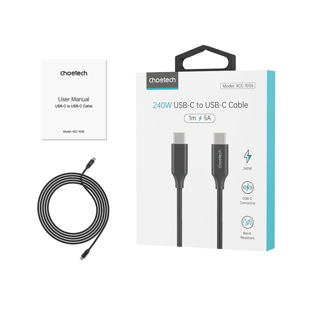Choetech USB-C 240W PD 3.1 Fast Charging Cable - 1m - Image 3