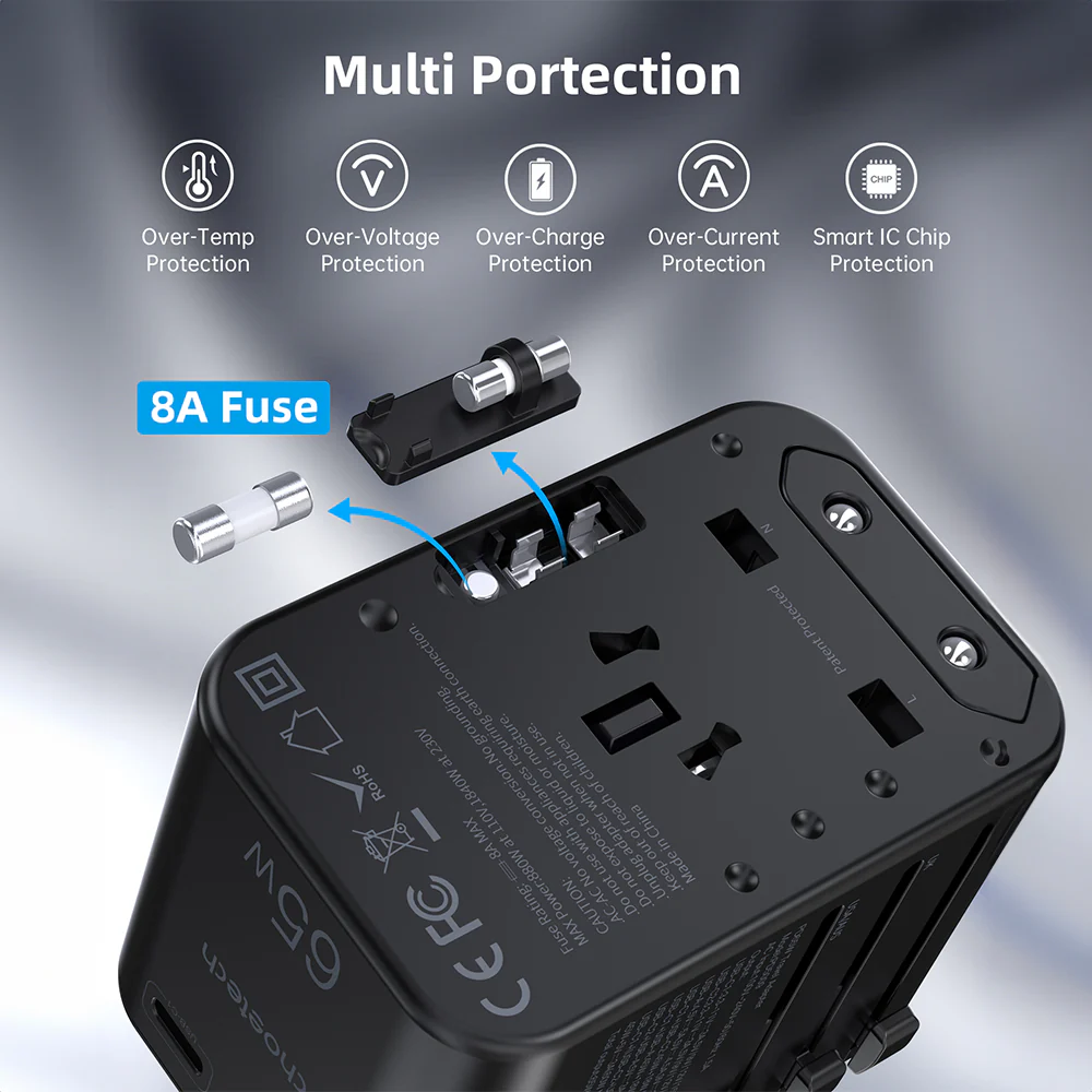 Choetech PD65W 2C+A Travel Wall Charger - Image 4