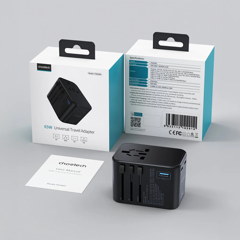 Choetech PD65W 2C+A Travel Wall Charger - Image 9