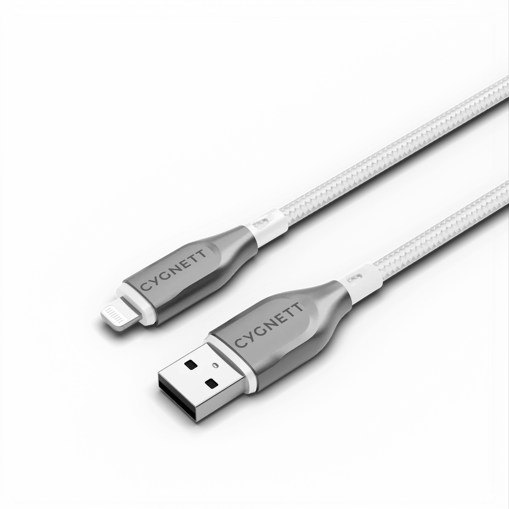 Cygnett Armoured Lightning To USB-A Cable - White 2m