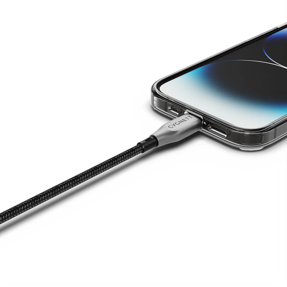 Cygnett Armoured Lightning To USB-C Cable - Black 1m - Image 2