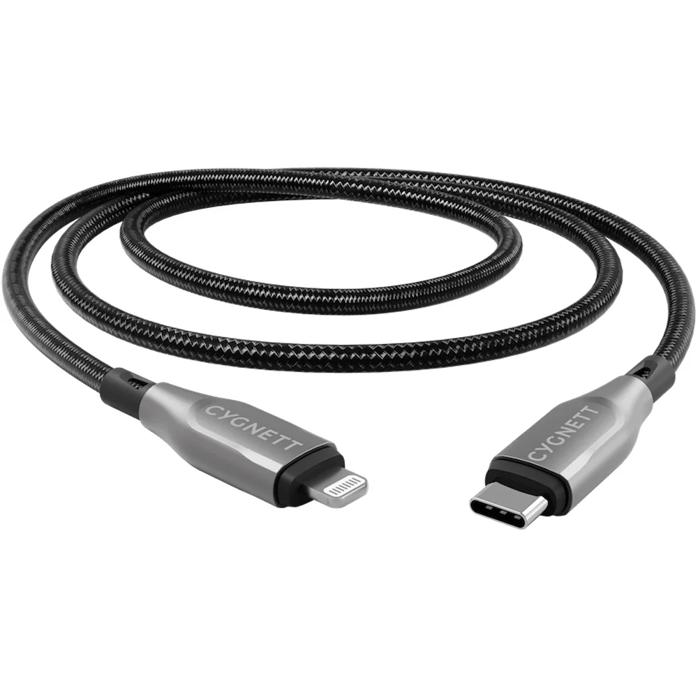 Cygnett Armoured Lightning To USB-C Cable - Black 2m - Image 3