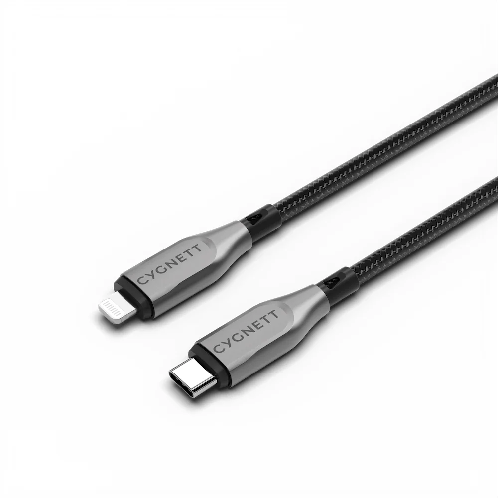 Cygnett Armoured Lightning To USB-C Cable - Black 3m