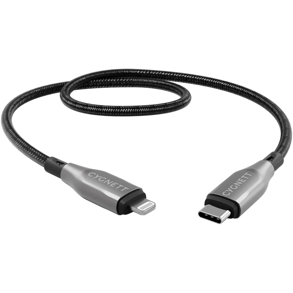 Cygnett Armoured Lightning To USB-C Cable - Black 50cm - Image 3