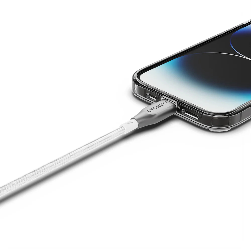 Cygnett Armoured Lightning To USB-C Cable - White 1m - Image 2