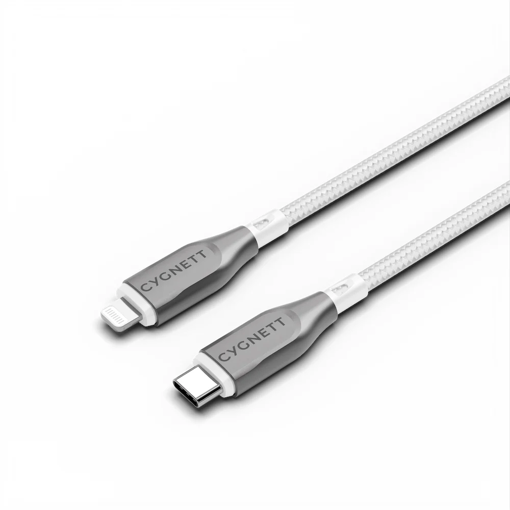 Cygnett Armoured Lightning To USB-C Cable - White 2m
