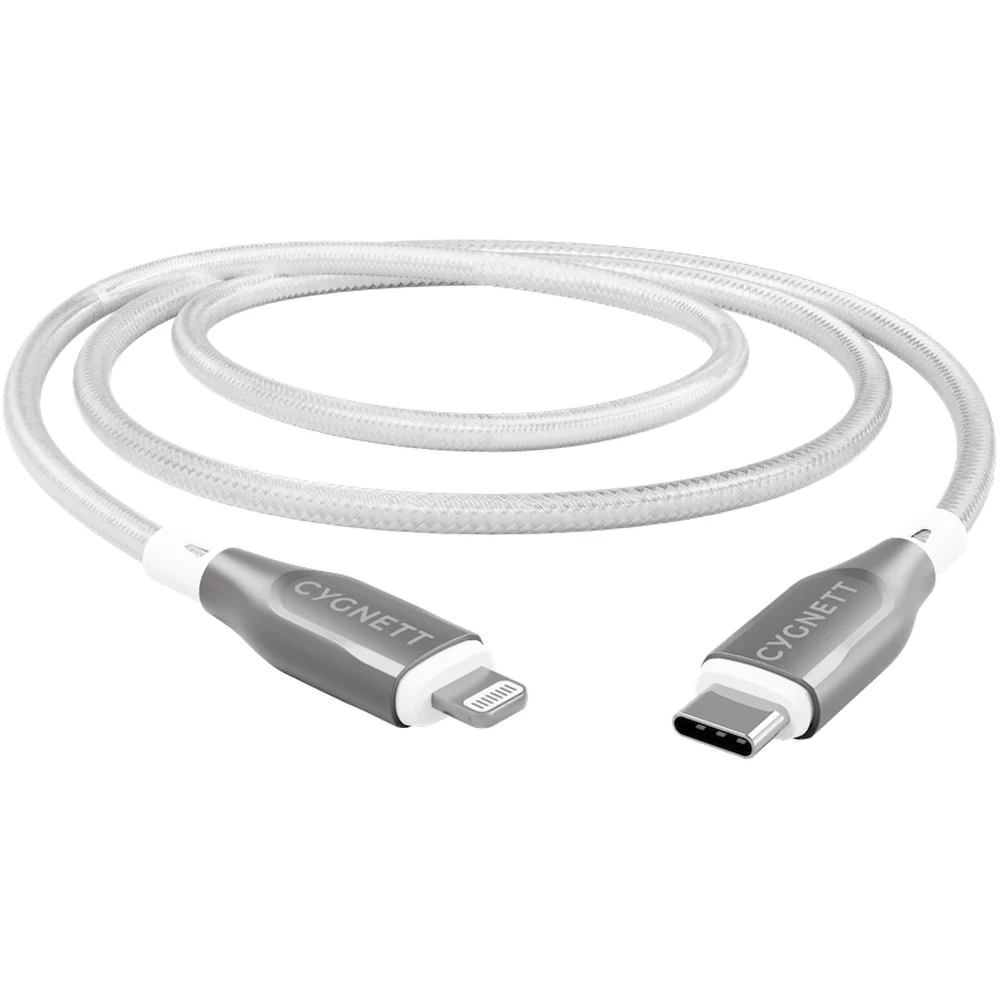 Cygnett Armoured Lightning To USB-C Cable - White 2m - Image 3