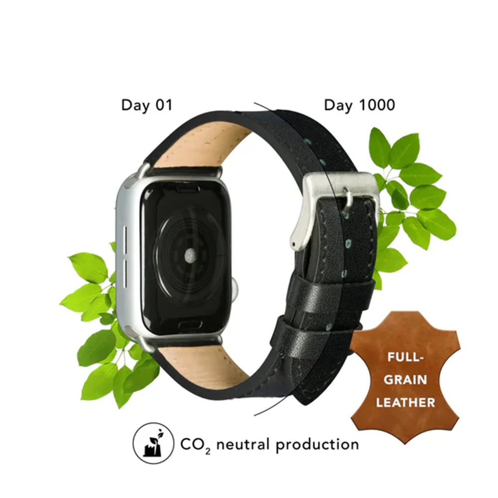dbramante1928 Copenhagen Watch Strap for Apple Watch 42/44/45/46 (2024)/49mm – Black/Silver - Image 2