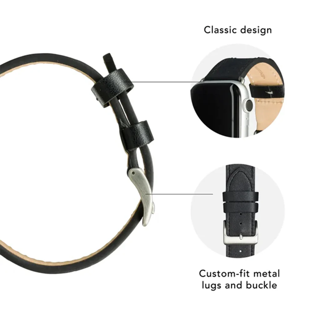dbramante1928 Copenhagen Watch Strap for Apple Watch 42/44/45/46 (2024)/49mm – Black/Silver - Image 6