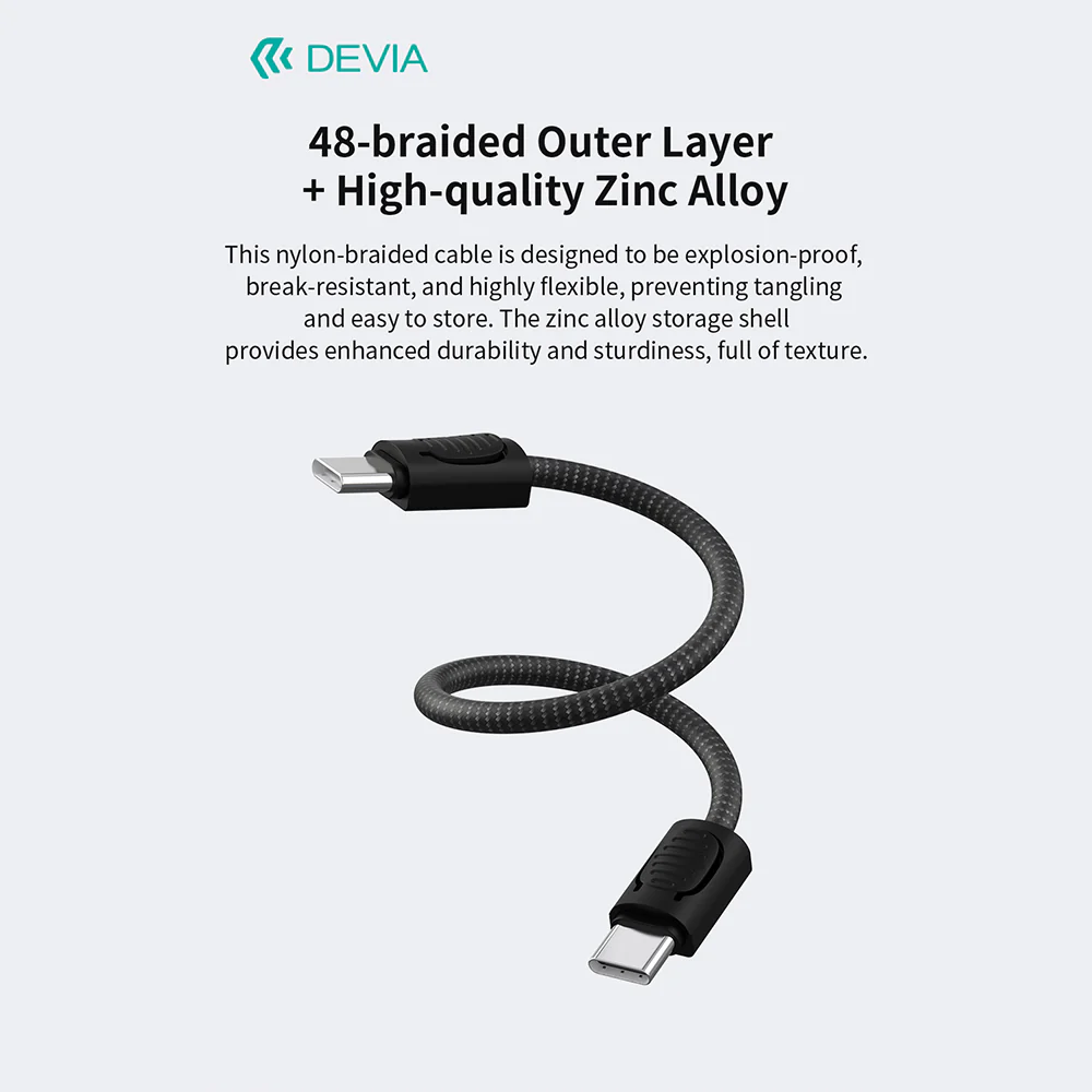 DEVIA Ultra10 Type-C Keychain Lanyard Fast Cable (0.2M) EC644 - Black - Image 3