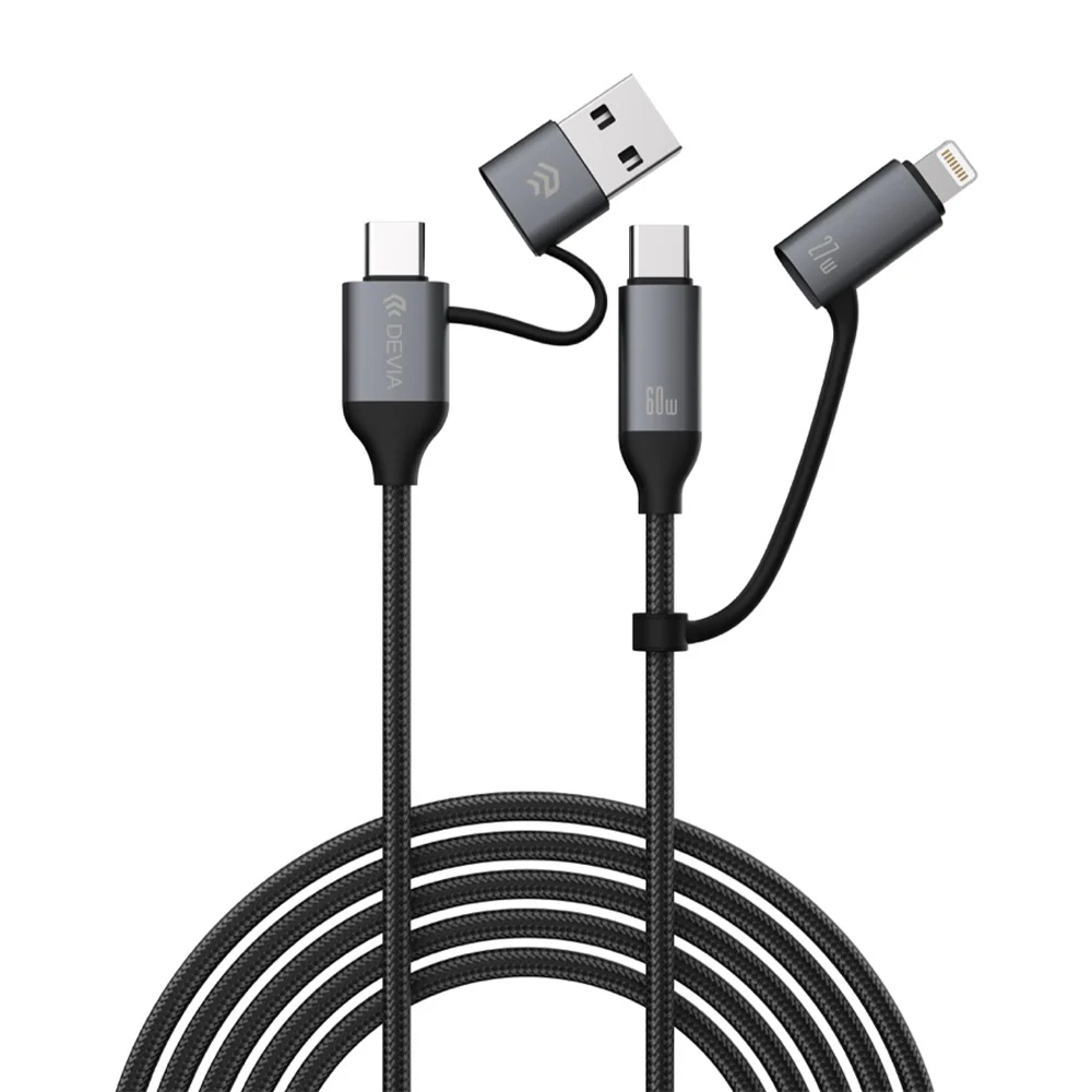 DEVIA Extreme Speed Series Multi Functions 4-in-1 Woven Fast Cable (1.5M) EC504 - Black - Image 2