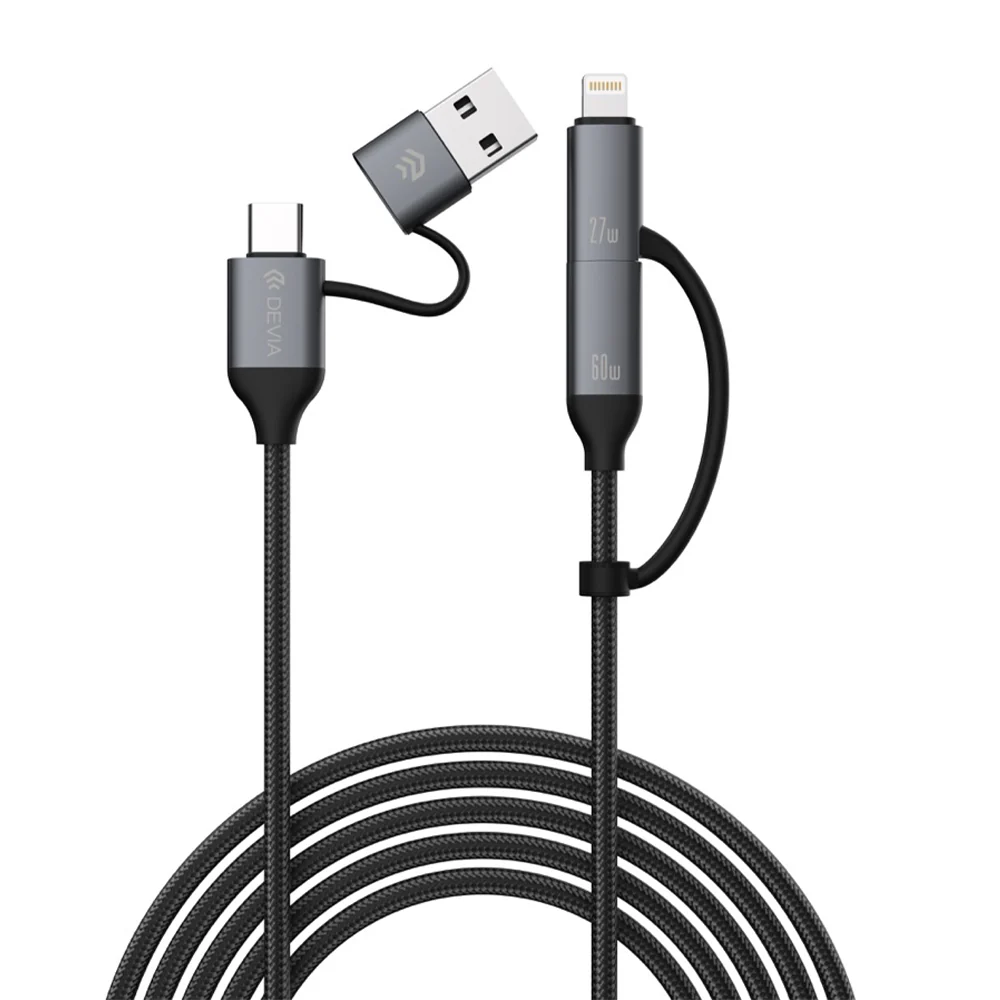 DEVIA Extreme Speed Series Multi Functions 4-in-1 Woven Fast Cable (1.5M) EC504 - Black - Image 3