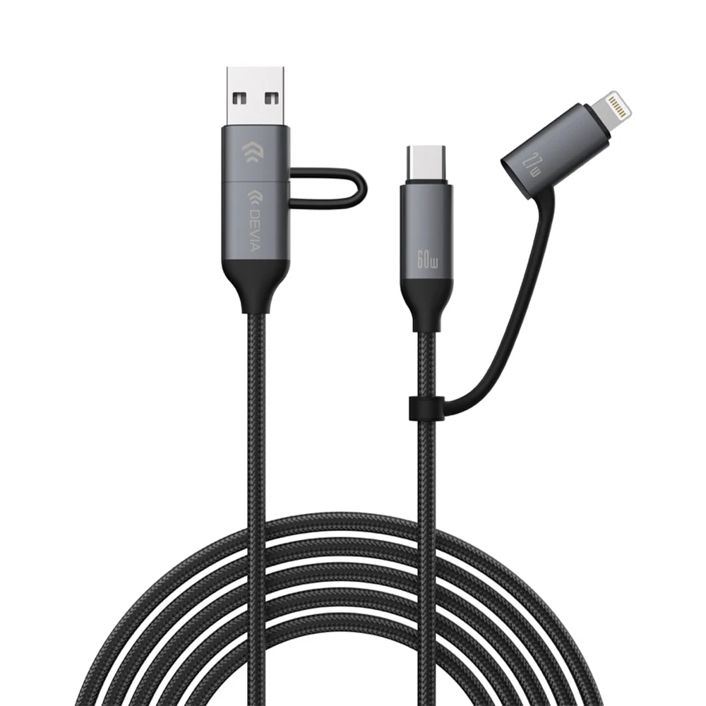 DEVIA Extreme Speed Series Multi Functions 4-in-1 Woven Fast Cable (1.5M) EC504 - Black - Image 4