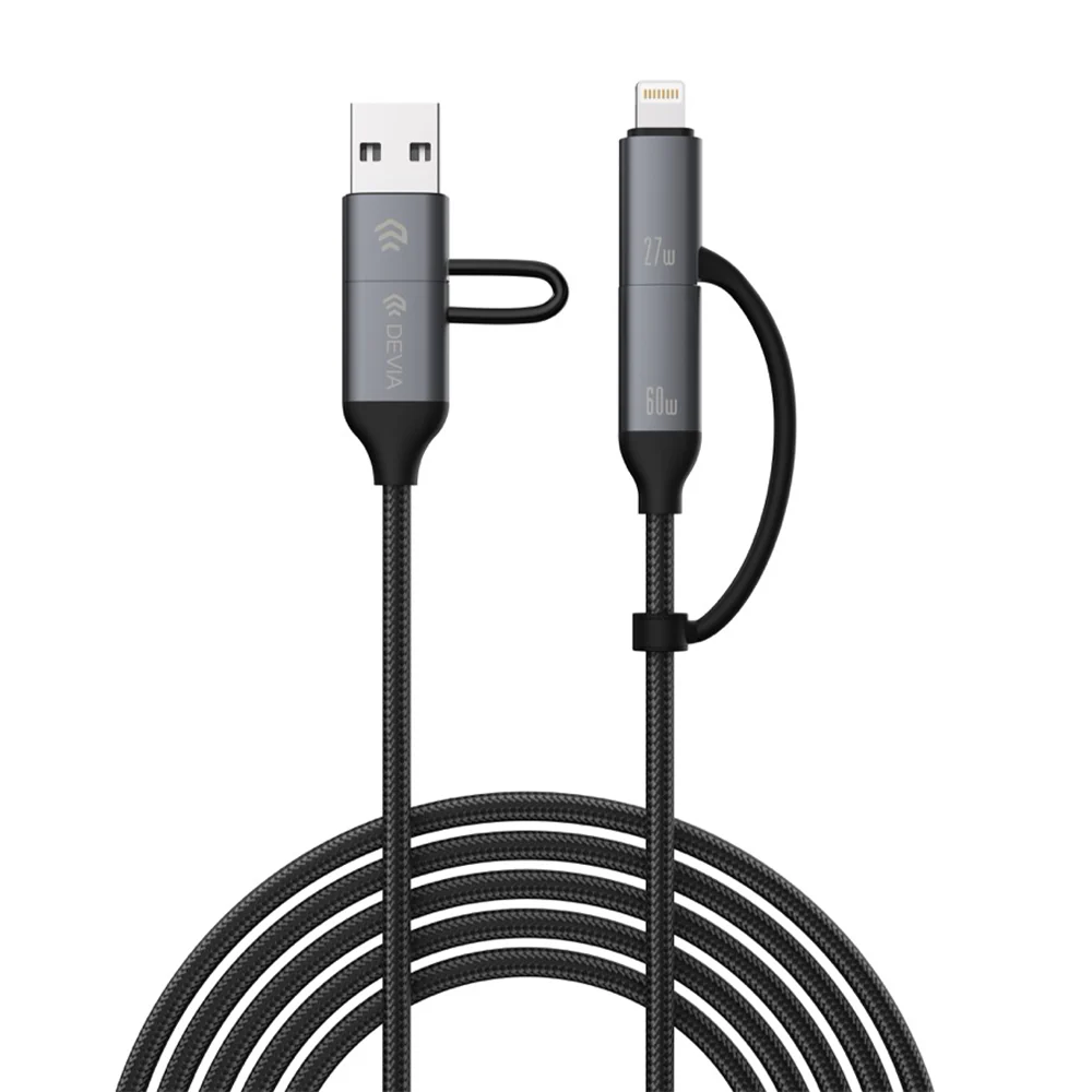 DEVIA Extreme Speed Series Multi Functions 4-in-1 Woven Fast Cable (1.5M) EC504 - Black - Image 5