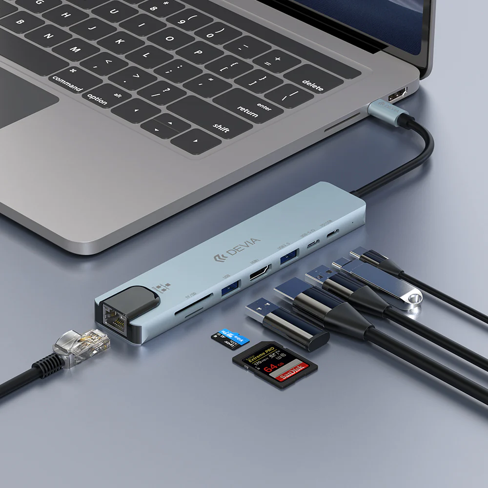 Devia Pro1 8-in-1 USB-C Hub - Gray - Image 3