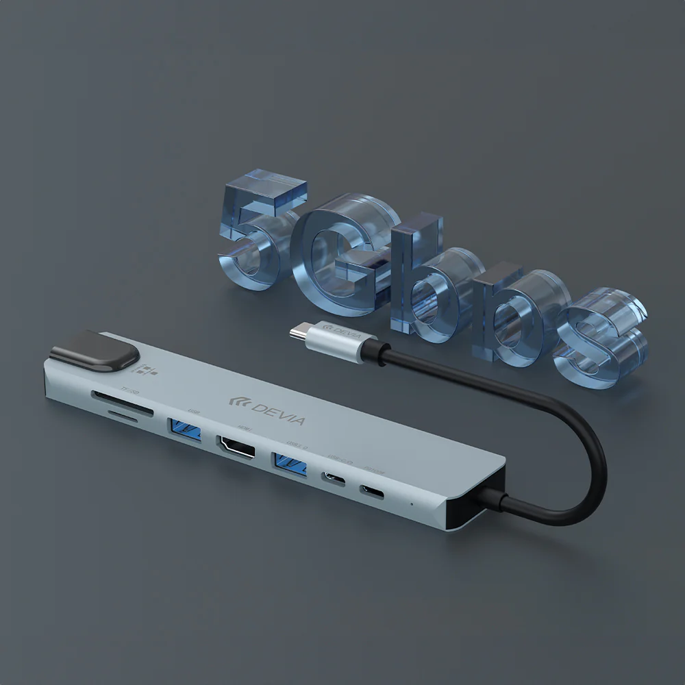 Devia Pro1 8-in-1 USB-C Hub - Gray - Image 4