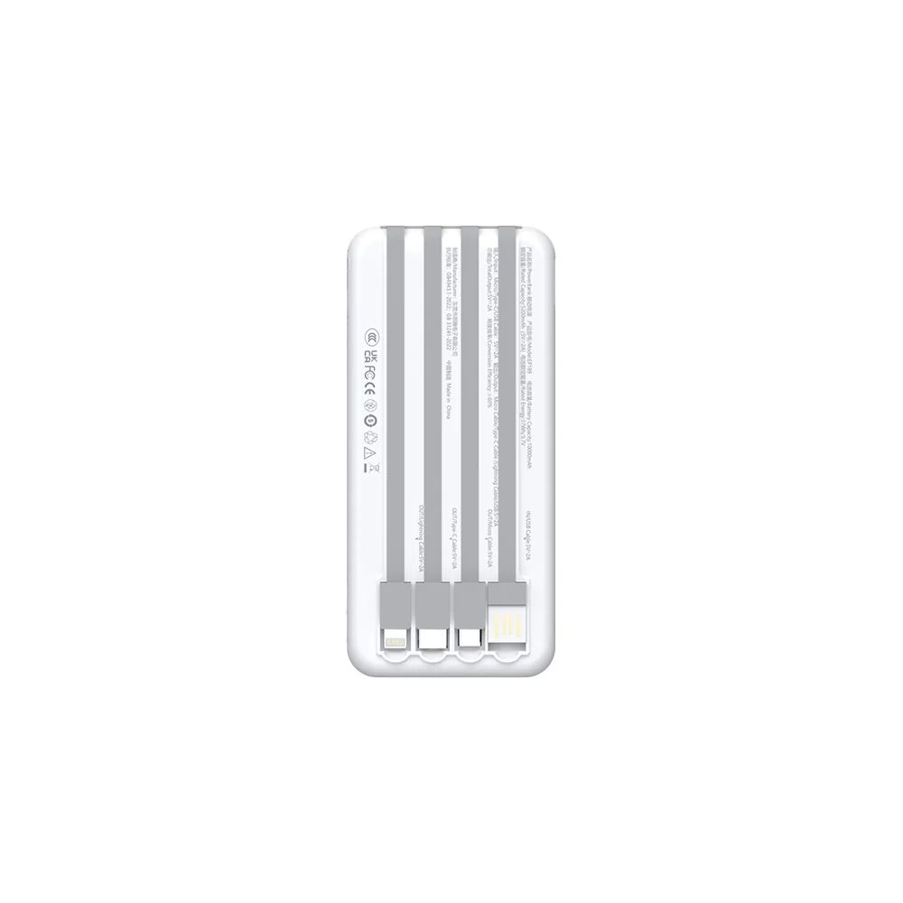 DEVIA Kintone Series Powerbank With Built-in 4 Cables (10000mAh) EP189 - White - Image 2