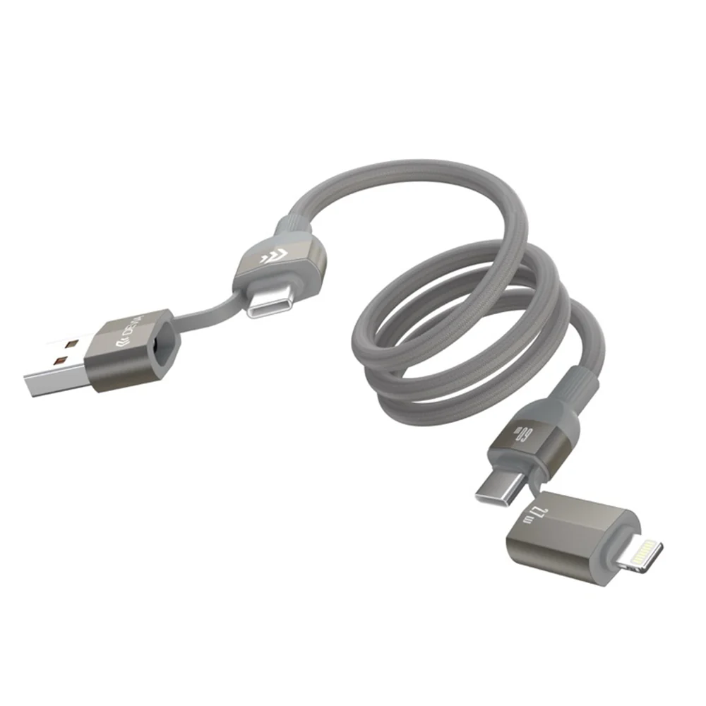 DEVIA Ultra 2 Multi Functions 4 In 1 Woven Magnetic Fast Cable (1.2M) EC655 - Natural Titanium - Image 3