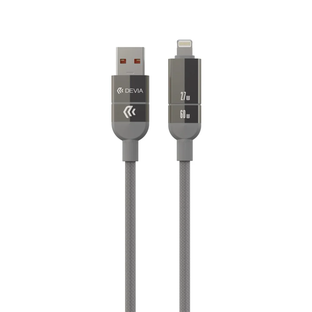DEVIA Ultra 2 Multi Functions 4 In 1 Woven Magnetic Fast Cable (1.2M) EC655 - Natural Titanium - Image 5