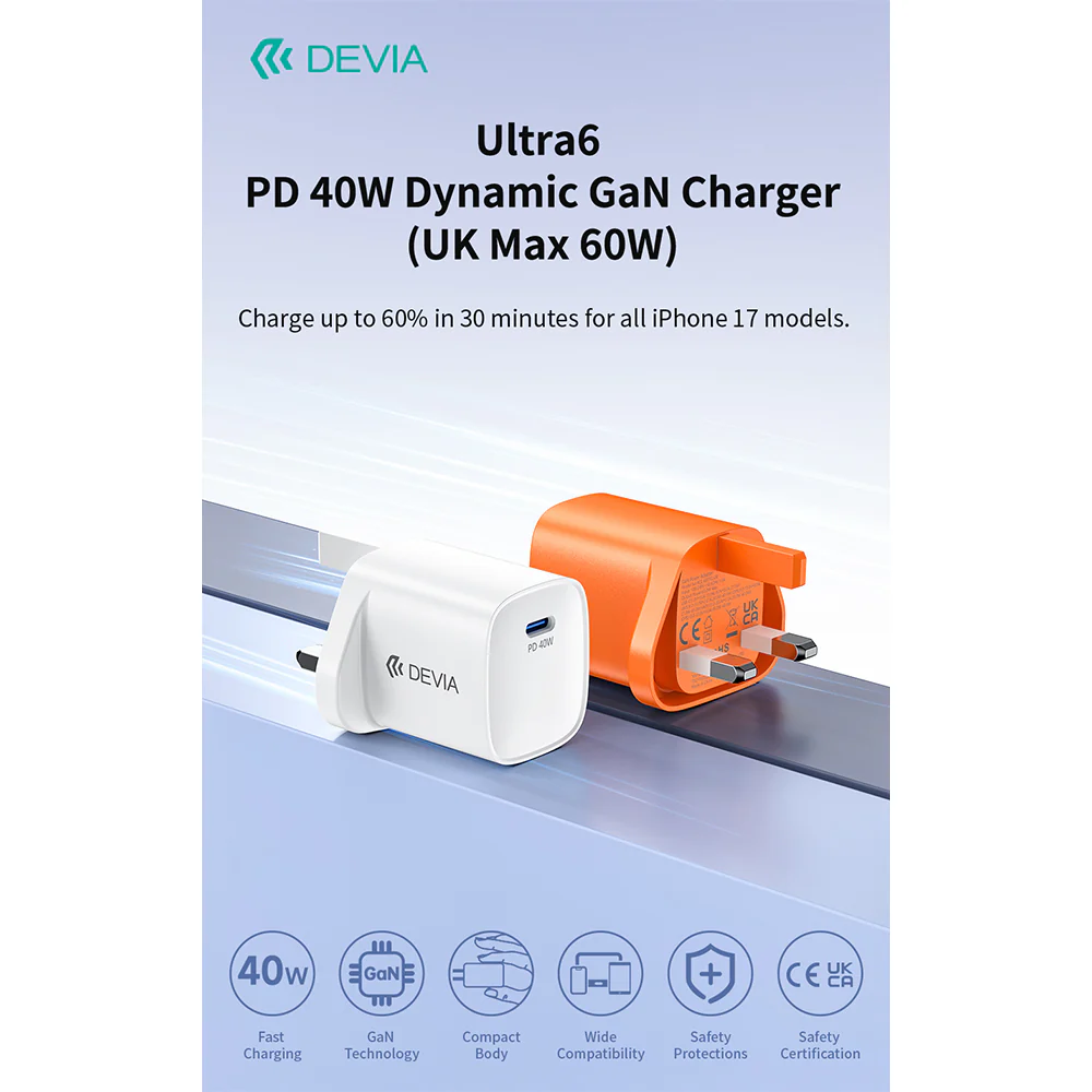 DEVIA Ultra6 PD40W Dynamic GaN Charger 60W Max White - Image 3
