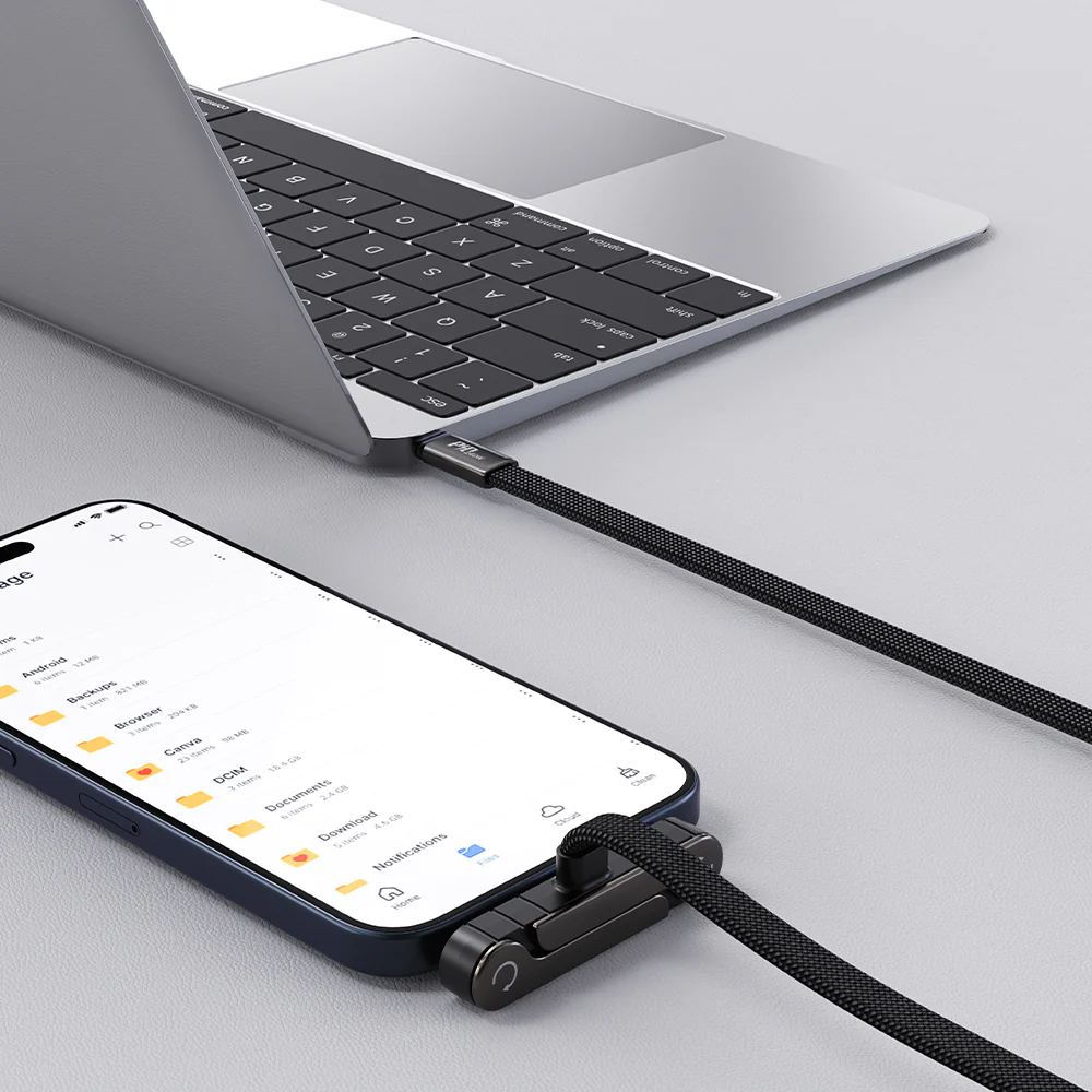 DEVIA Ultra6 USB-C to C 240W Phone Stand Fast Charging Cable 1.2m Black - Image 7