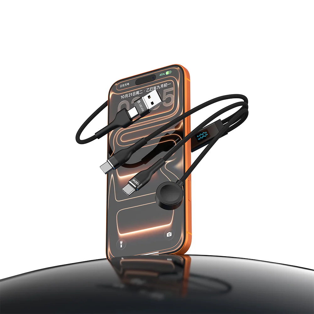 DEVIA Ultra7 A+C to 2C+PD 100W Charging Cable 1.2M with Digital Display - Black - Image 4