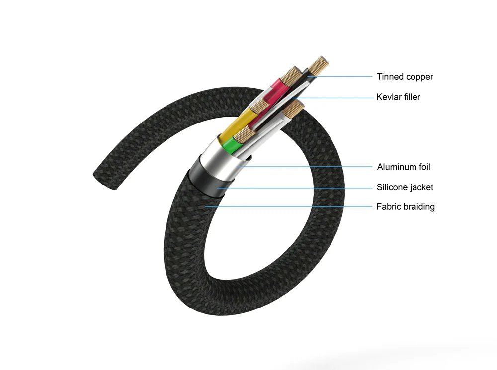 Griffin USB-C to USB-C Charge/Sync LED Cable 240W 1.2M PowerFlex Silicone Duo Braided-Black - Image 3