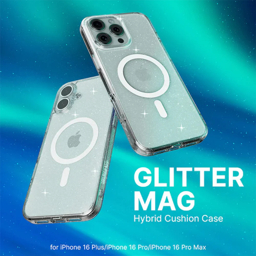 JTLEGEND Glitter Mag Hybrid Cushion Case with MagSafe for iPhone 16 Pro - Clear - Image 8