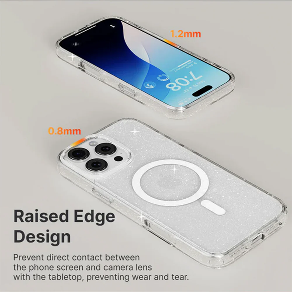 JTLEGEND Glitter Mag Hybrid Cushion Case with MagSafe for iPhone 16 Pro - Clear - Image 9