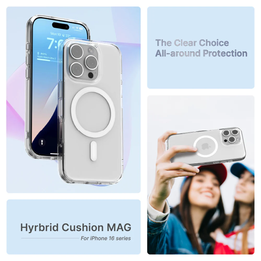 JTLEGEND Hybrid Cushion Mag Case with MagSafe for iPhone 16 Pro - Crystal - Image 3
