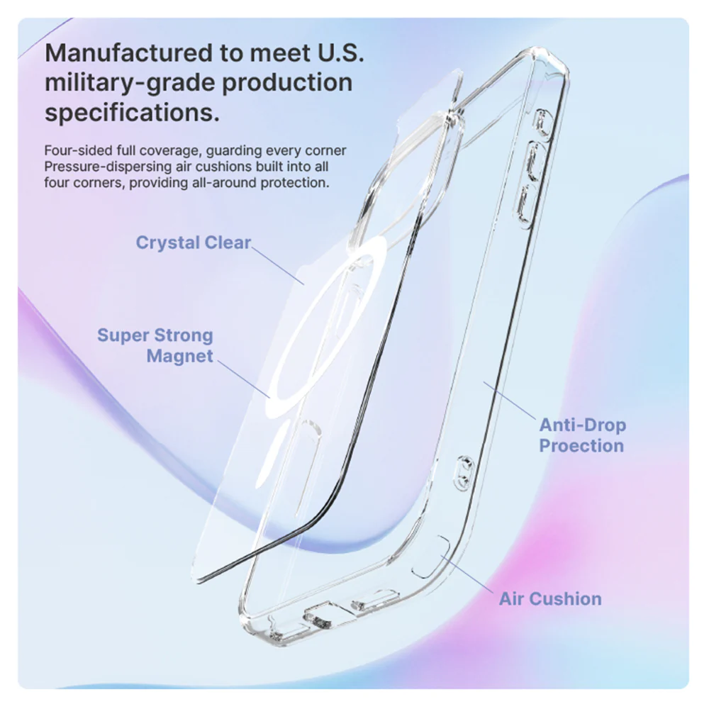 JTLEGEND Hybrid Cushion Mag Case with MagSafe for iPhone 16 Pro - Crystal - Image 4
