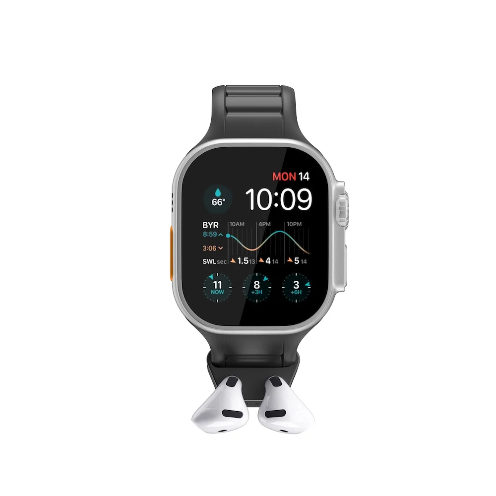 Keybudz Sync+ Series FKM Apple Watch Strap and AirPods Dock - Carbon Black (Large) - Image 6