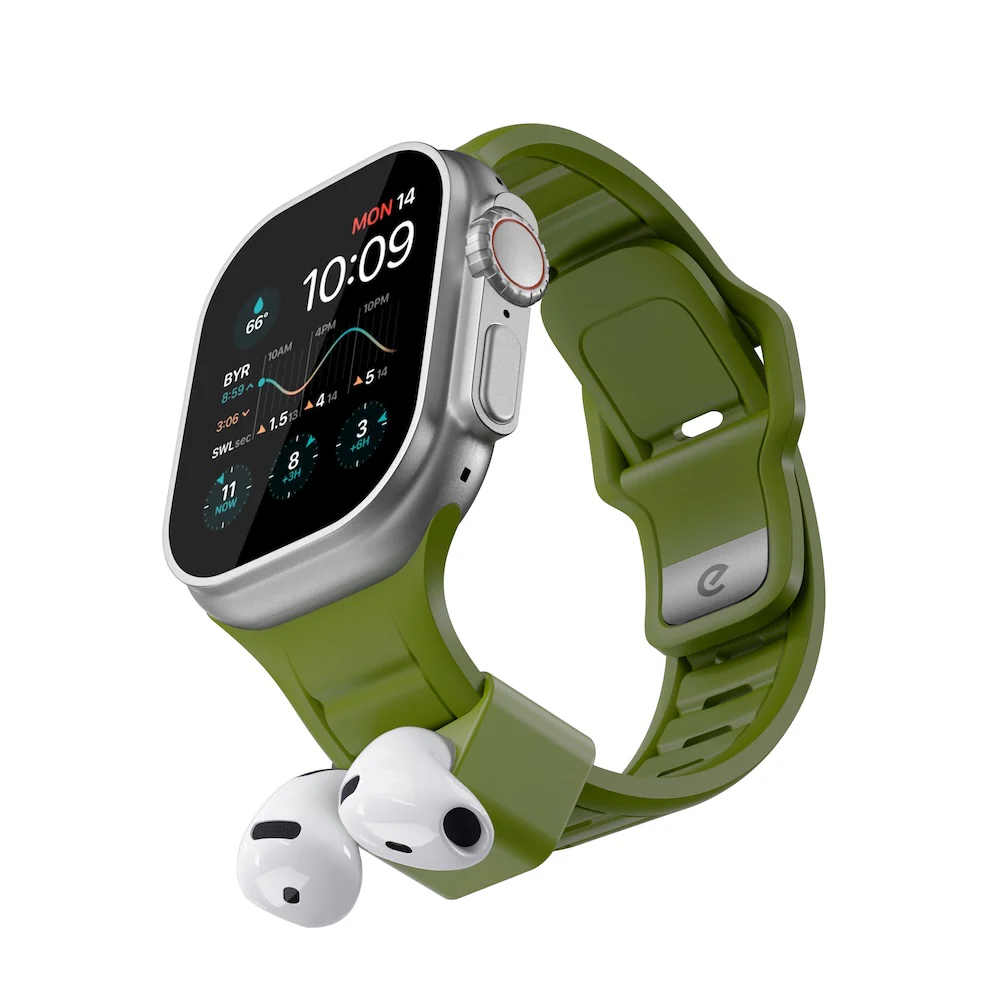 Keybudz Sync+ Series FKM Apple Watch Strap and AirPods Dock - Forest Green (Large) - Image 8