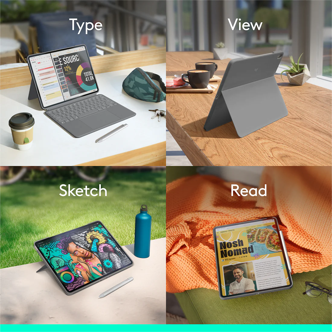 Logitech Combo Touch 13-inch iPad Air M2/M3/M4 Oxford Grey - Image 7