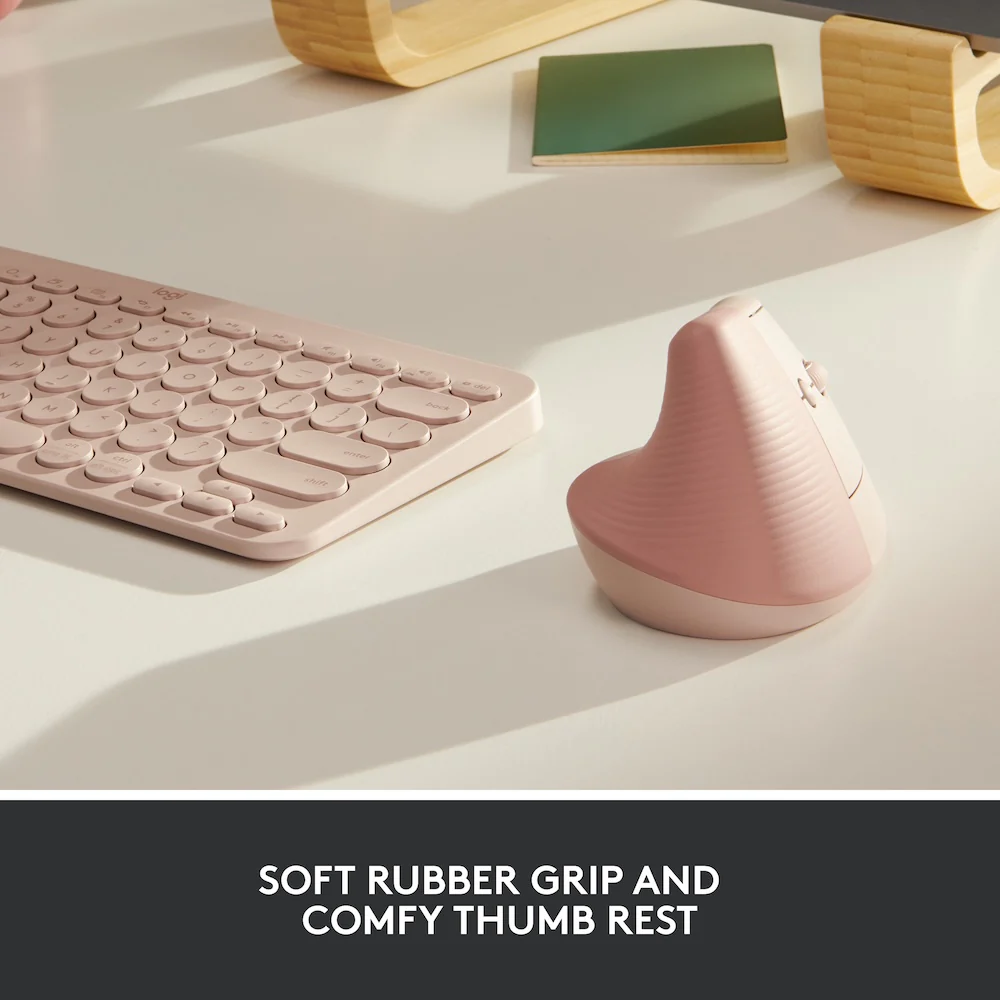 Logitech Lift Vertical Ergonomic Mouse - Rose - Image 2