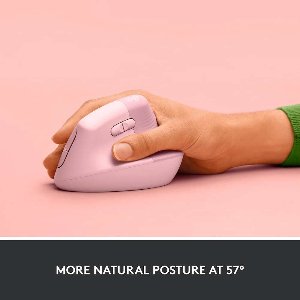 Logitech Lift Vertical Ergonomic Mouse - Rose - Image 3