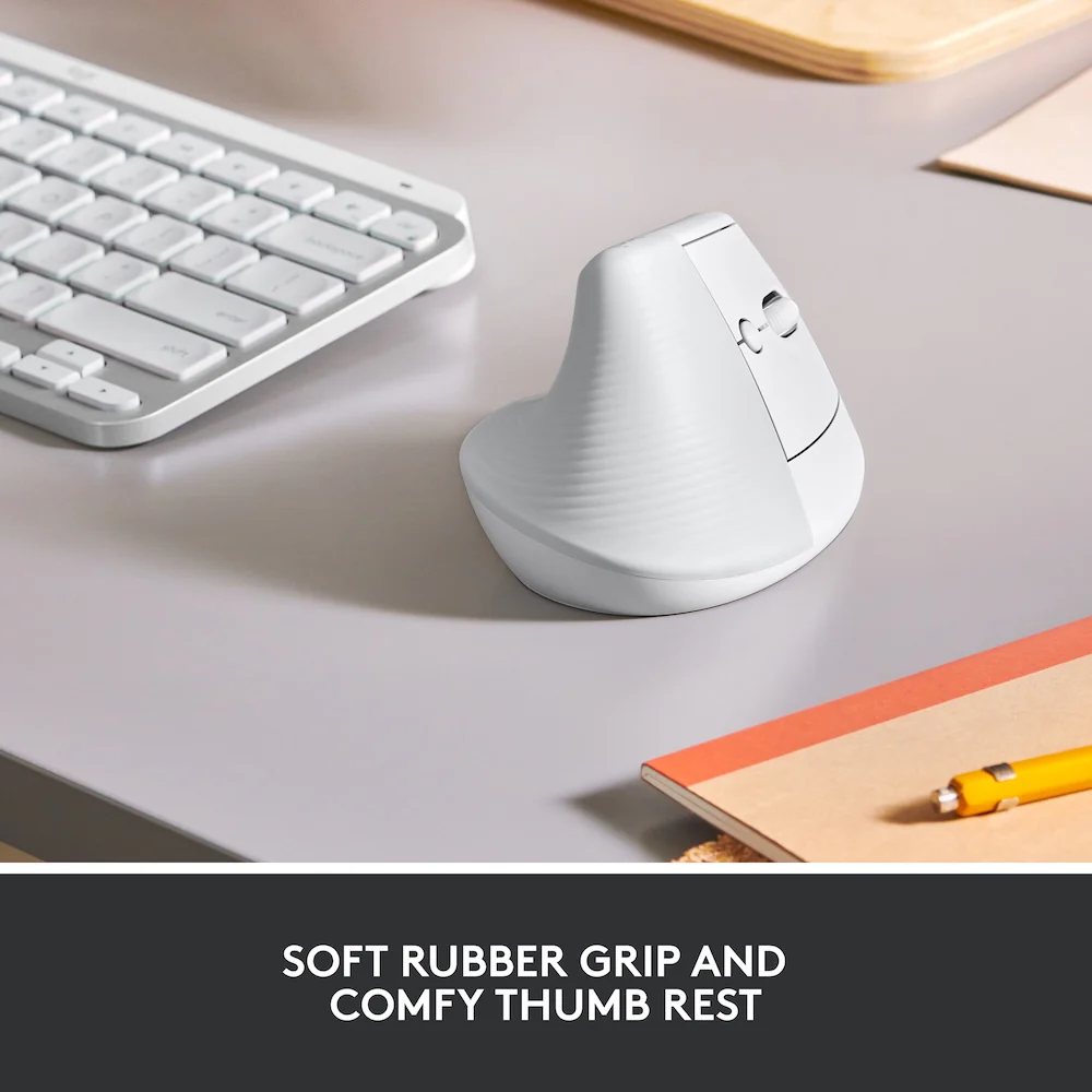Logitech Lift Vertical Ergonomic Mouse - White - Image 2