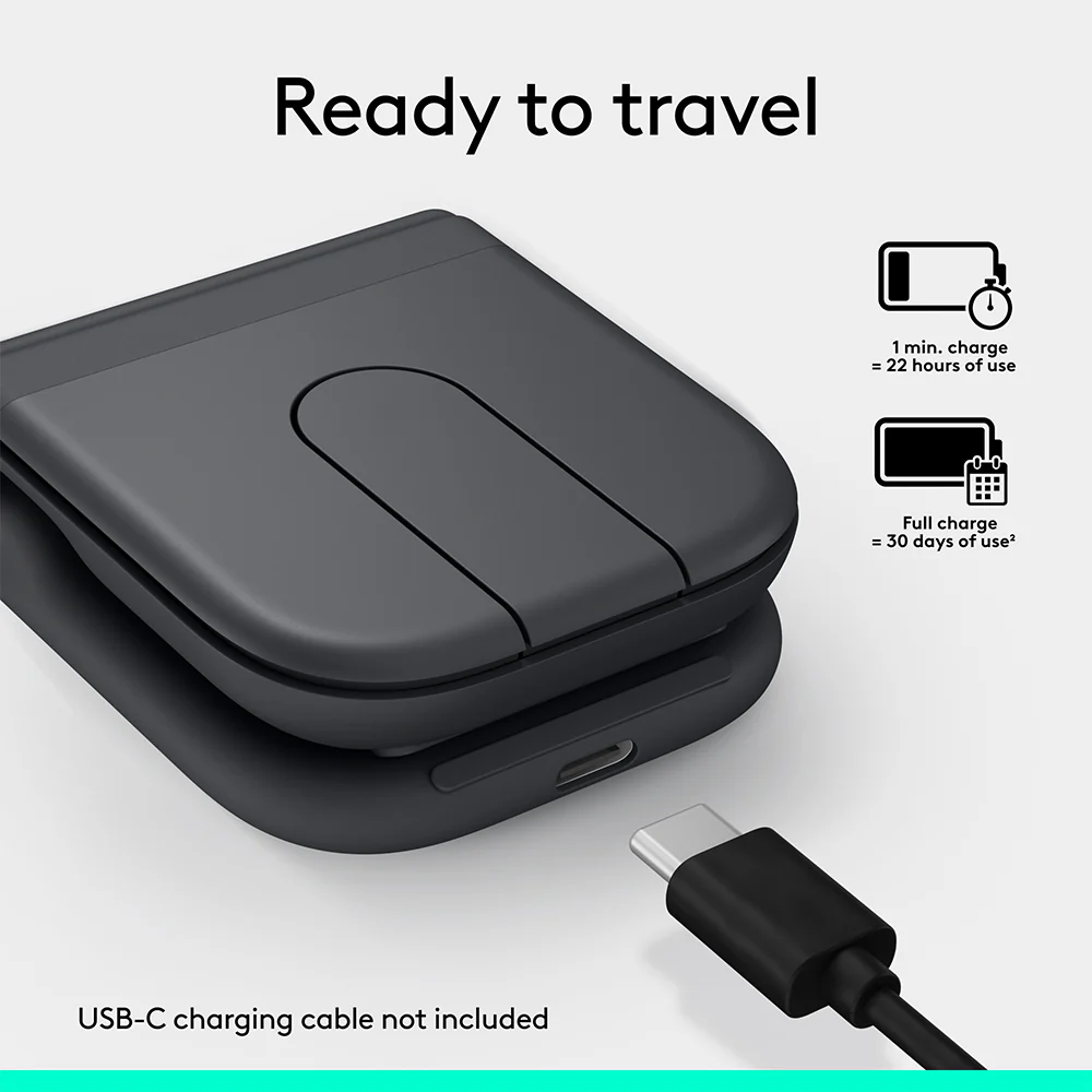 Logitech Mobi Fold Ultra Portable Wireless Mouse Graphite - Image 5