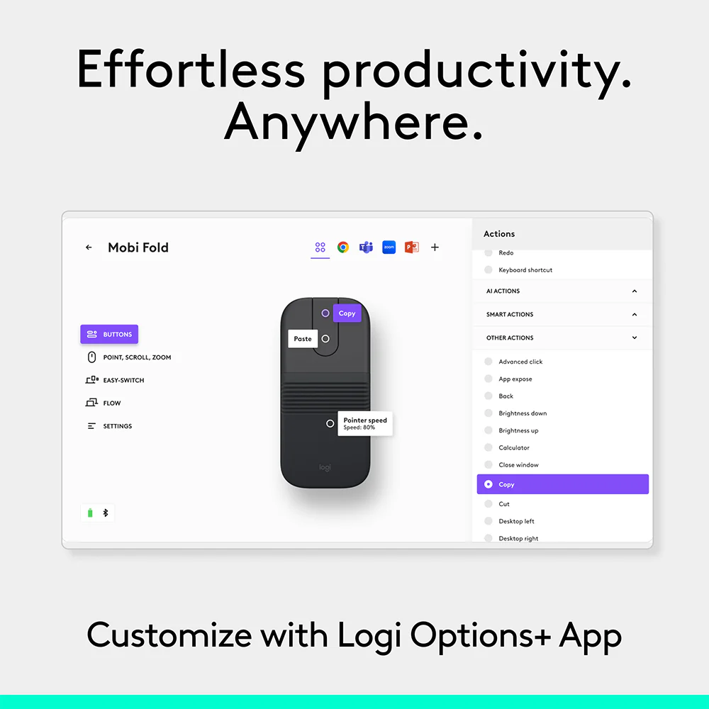 Logitech Mobi Fold Ultra Portable Wireless Mouse Graphite - Image 8