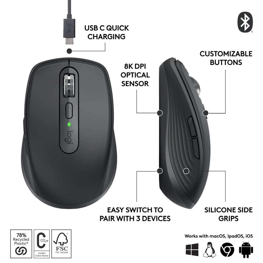 Logitech MX Anywhere 3S Wireless Mouse Graphite - Image 8