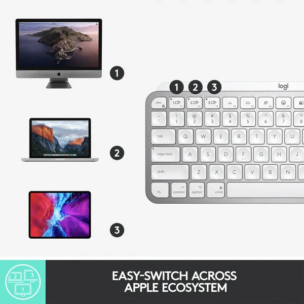 Logitech MX Keys Mini For Mac Keyboard - Pale Grey - Image 7