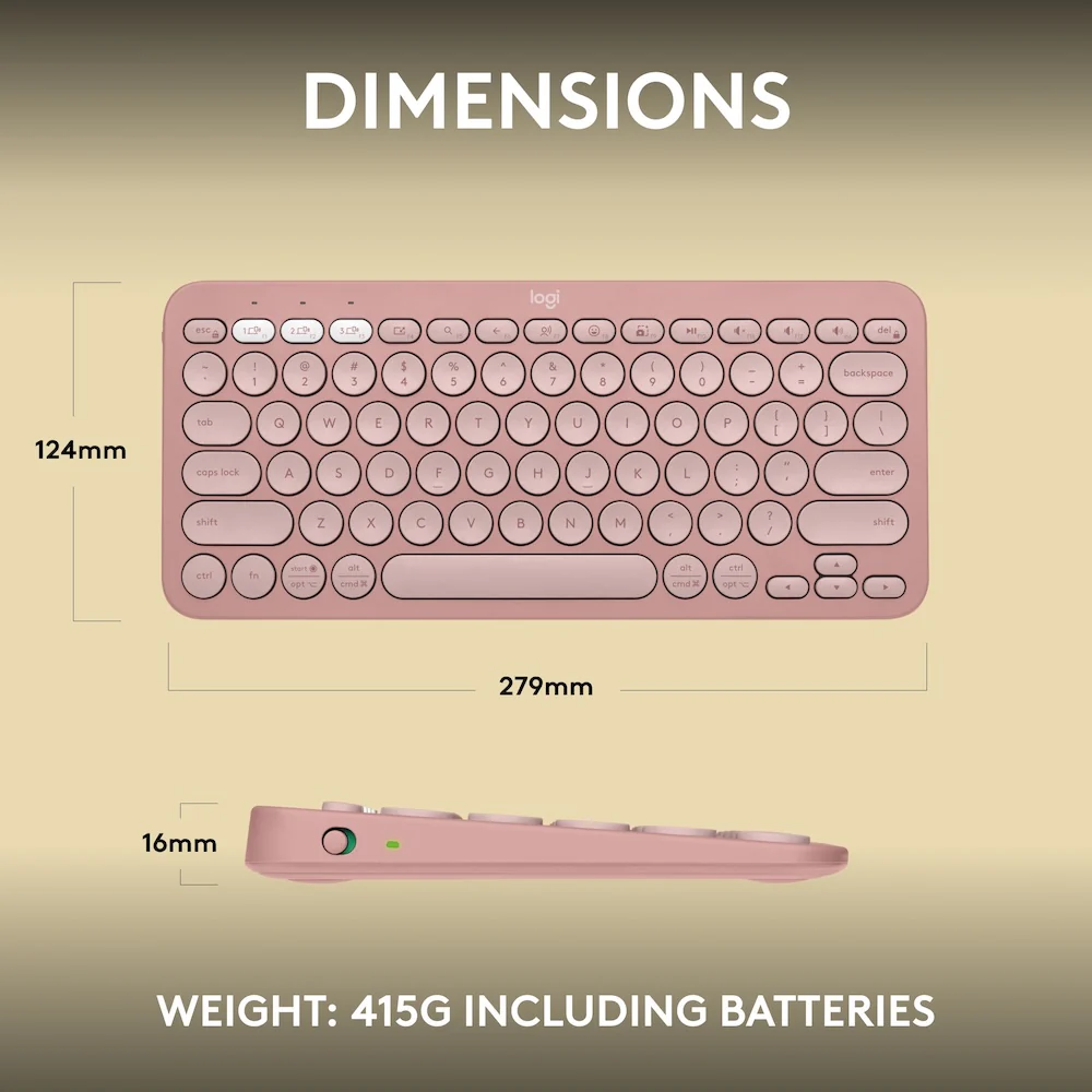Logitech Pebble Keys 2 K380s Tonal Rose - Image 9