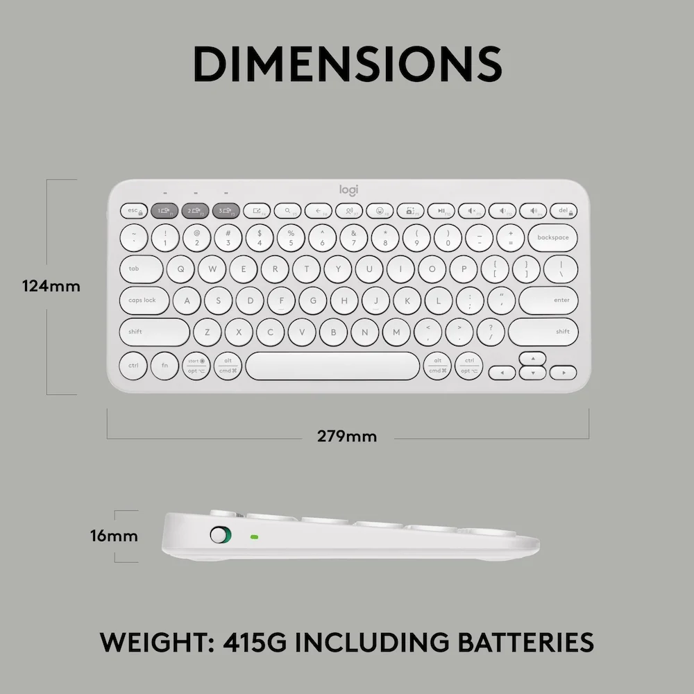 Logitech Pebble Keys 2 K380s Tonal White - Image 9