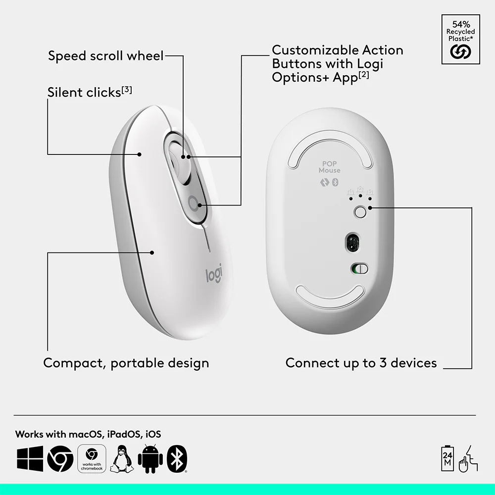 Logitech POP Mouse with Emoji - White - Image 6