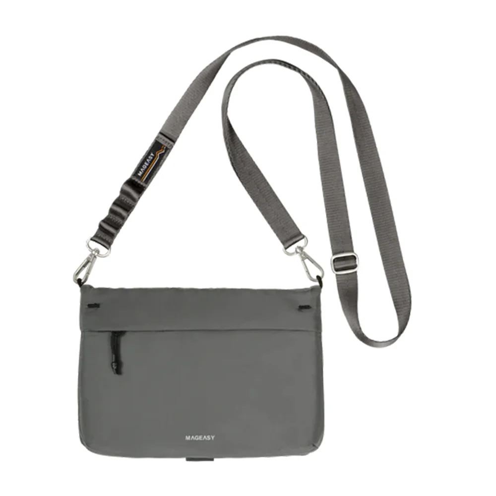 MAGEASY 2L Sacoche Utility Crossbody Bag + Strap Phone Lanyard 20mm - Graphite Black/Concrete Gray