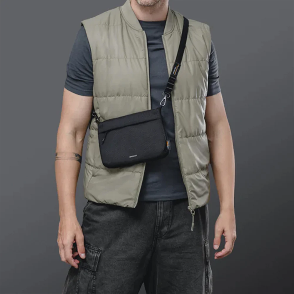 MAGEASY 2L Sacoche Utility Crossbody Bag + Strap Phone Lanyard 20mm - Graphite Black (Cordura) - Image 6